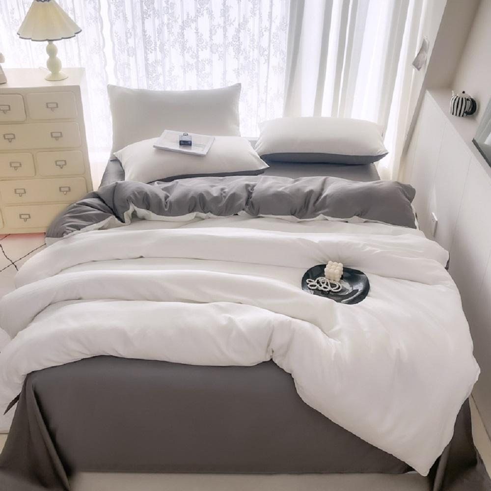 3/4pcs Summer Cool Silk Quilt Set for Bedroom Apartment Solid Color Fashion (1pc Quilt Cover +1pc Bed Sheet +1/2pcs Pillowcase)