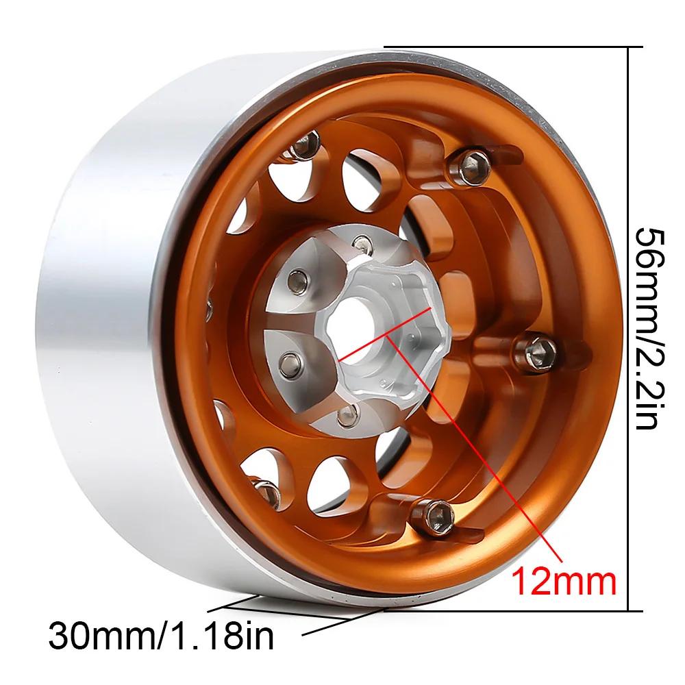 Injora 4Pcs Cnc Aluminum Alloy 1.9 Beadlock Wheel Rim For 1/10 Rc Crawler Car Axial Scx10 90046 Axi03007 Trx4 Vs4-10 Redcat Gen8