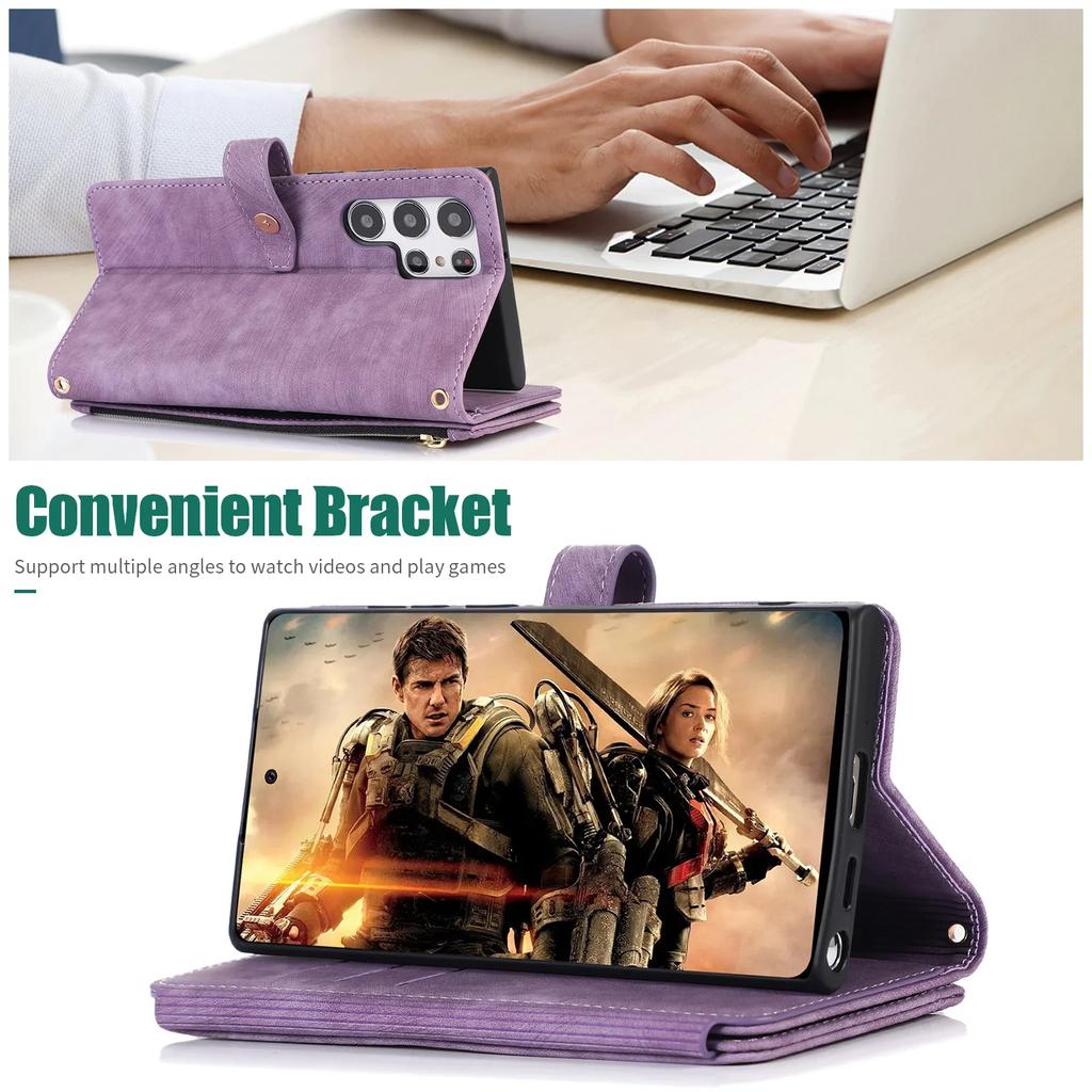 Crossbody Wallet Phone Case for Samsung Galaxy S21 S23 FE S24 S22 Plus S25 Ultra A16 A06 A36 A56 A15 A55 A35 Card Holder Leather