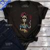 Skull Day Of The Dead Graphic T Shirts Skeleton Unisex Tshirts Mexican Heritage Flowers Black Tops Casual Kawaii Funny Clothes