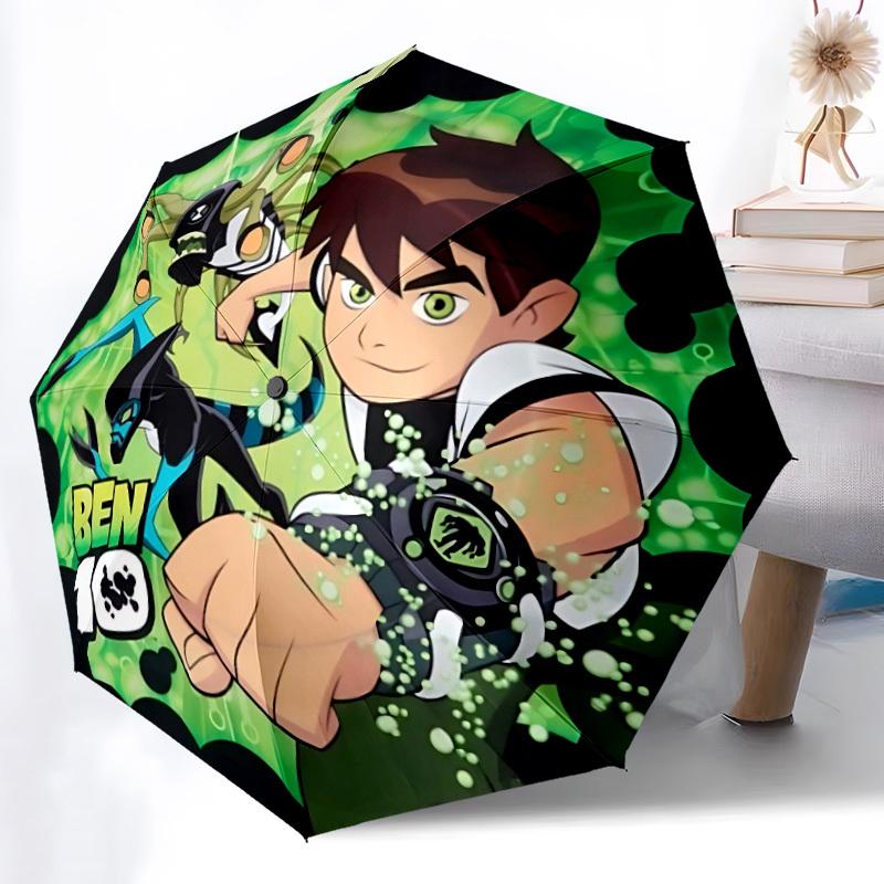 1pc Ben 10 Automatic Folding Cute Umbrella - Compact 8-Rib Design, Durable Plastic & Iron, Perfect Gift for Friends & Family, Outdoor Umbrella, Fashio