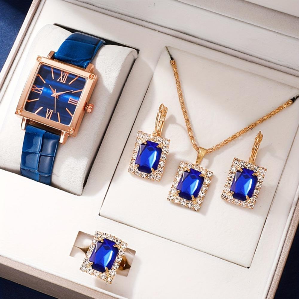 Popular Luxury Set, Bracelet Watch, Diamond-Encrusted Women'S Five-Piece Gift Box, Quartz Watch