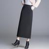 Women's High-Waisted Tweed Midi Skirt - Winter 2025 Slim Fit with Back Slit