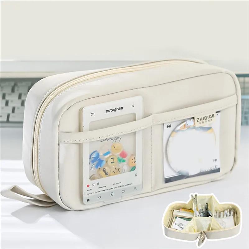 Geantă de depozitare pentru pixuri Etui pentru creioane 2 straturi Capacitate mare Cosmetic de înaltă calitate Materiale de studiu Cutii simple de papetărie pentru studenți