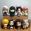 8 Stück/Set Anime Demon Slayer Nezuko Tanjirou Zenitsu Inosuke Mini-Figur Kawaii Actionfigur PVC-Modell Sammlerpuppen Spielzeug