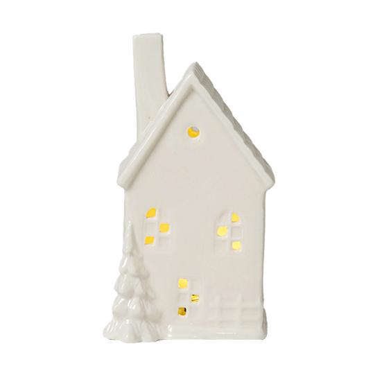 Yousheng Ceramic Snow House LED Decor Nordic Christmas Village Tabletop Lamp Creative Festive Centerpiece for Mantel And Shelf Display