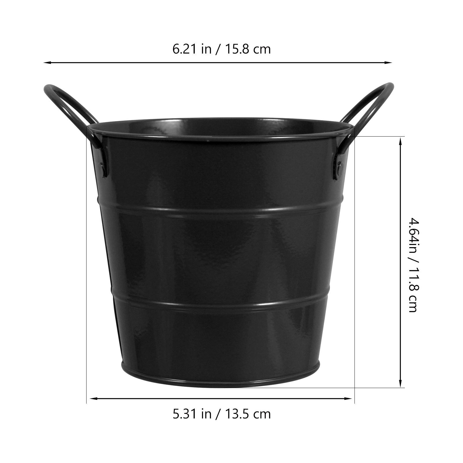 

Small Iron Desktop Bucket Mini Trash Can for Office Home School Pen Holder Paper Clip Organizer Stylish Black Narrow Dust Bin чорний
