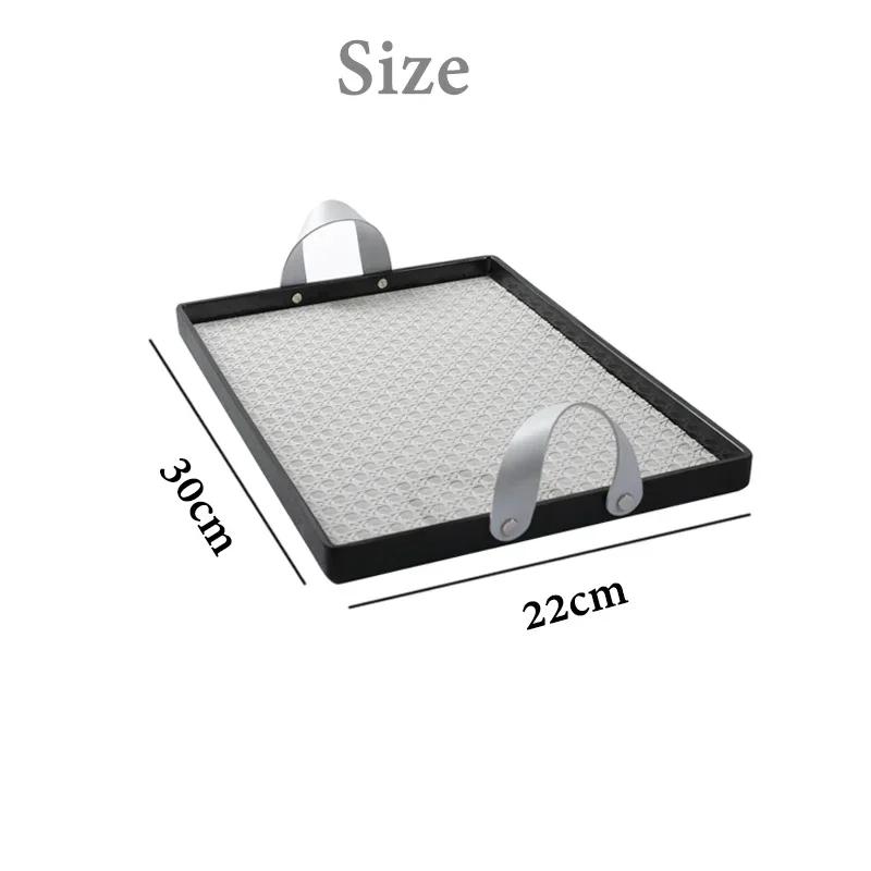

Nordic Leather Rectangular Jewelry Storage Plate, Rattan Plaited, Long Tray, Living Room, Kitchen, Household Decorat
