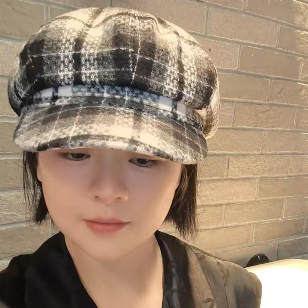 Paski Kaszkiet Damski Duckbill Granatowy Modny Kapelusz Ciepły i Polarowy Kapelusz Shake Fleece Modny Elegancki Retro Męski i Damski Zimowy Pogrubiony Beret