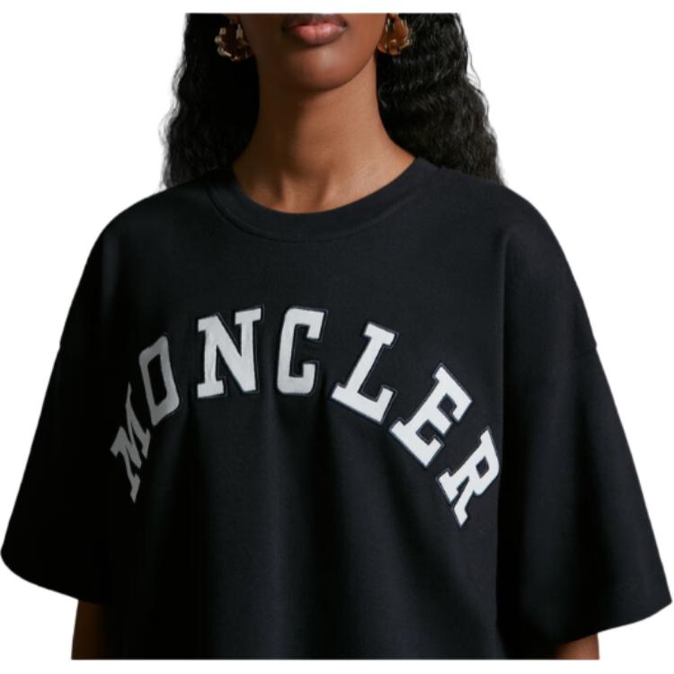 Moncler SS24 Year Of The Dragon Series Letter Logo Crew Neck Short Sleeve T-Shirt Women T-Shirt Midnight-Blue J10938C0001889AJ0778