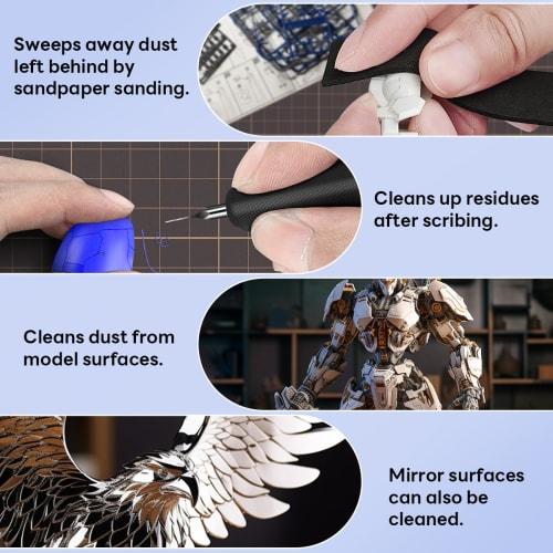 Stedi Model Cleaning Brush Kit, Model Hobby Making Tool, Includes Two Soft and One Hard Figure Duster Brushes, Model Duster Brush for Statues, Gundam