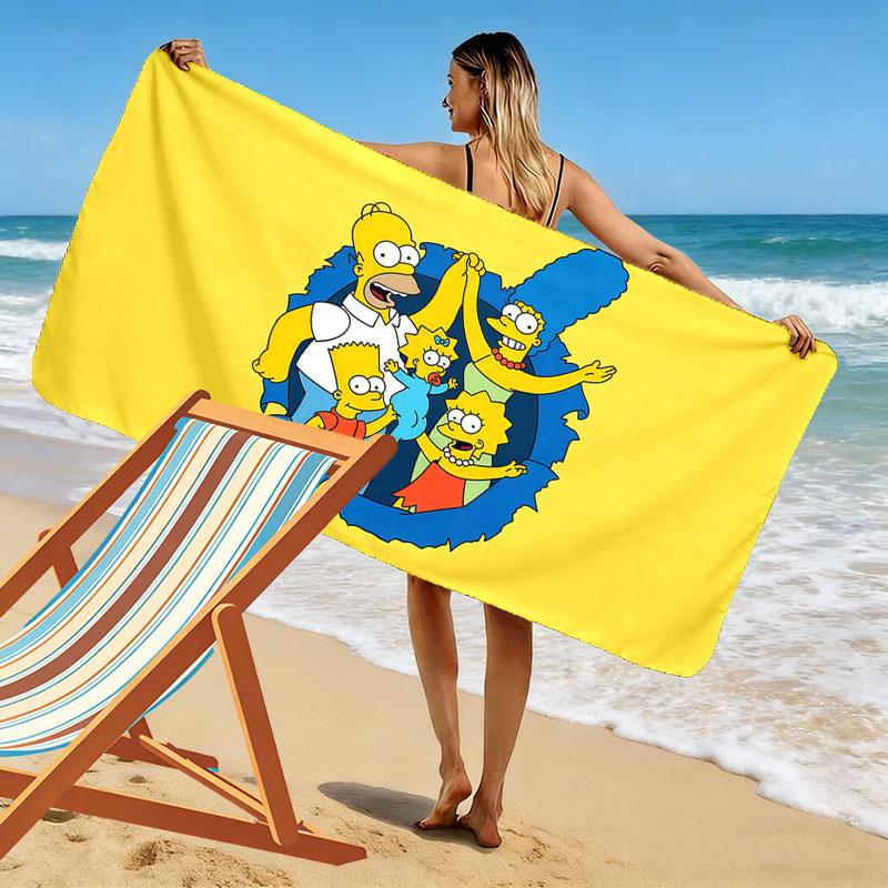 Simpsons Print Beach Towel, Large Soft Quick Dry Towel for Beach Camping Swimming