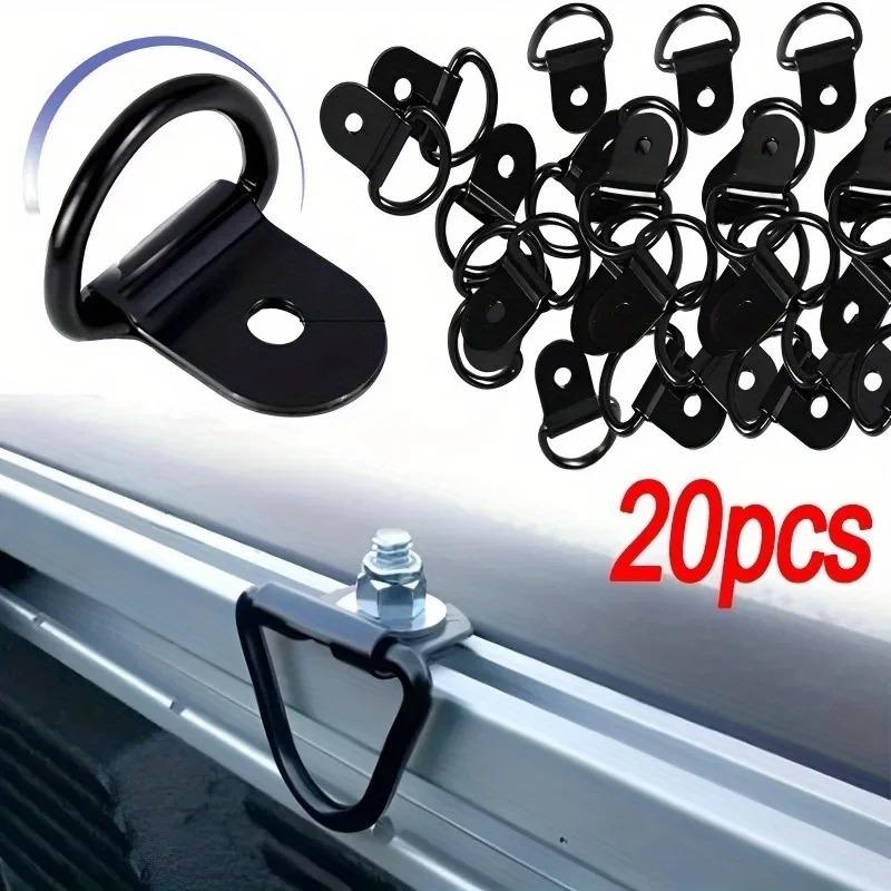 5/10pcs Black D Shape Pull Hook Tie Down Anchors Ring Iron Stainless Steel Cargo Tie Down Ring for Car Truck Trailers RV Boats