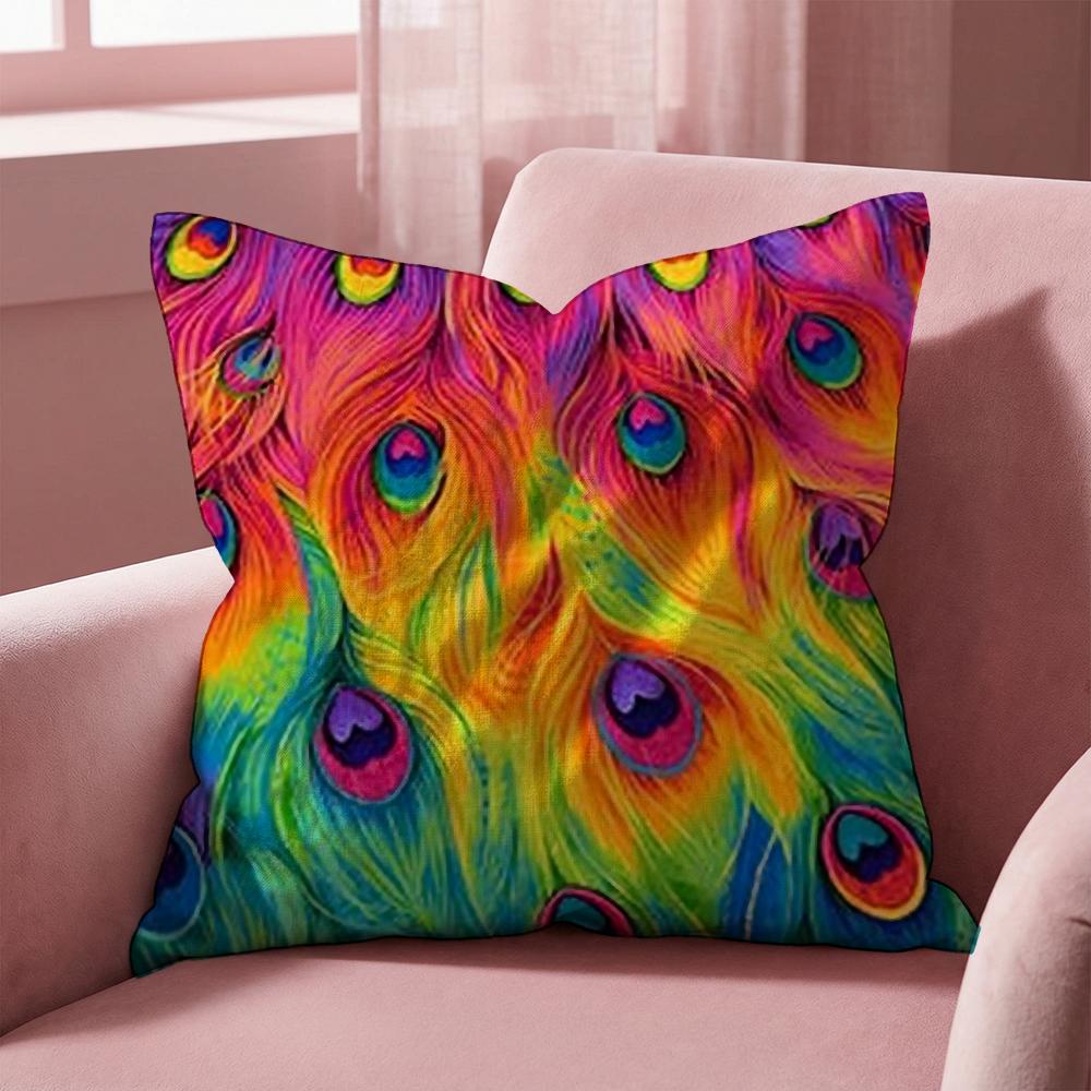 Peacock Cushion Cover Multi-Scene Pillow Cover for Home & Car - Reversible, Soft & Durable for Daily Use