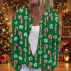 Damen Weihnachtsdruck Langarm Strickjacke, Knopfleiste Feiertagspullover