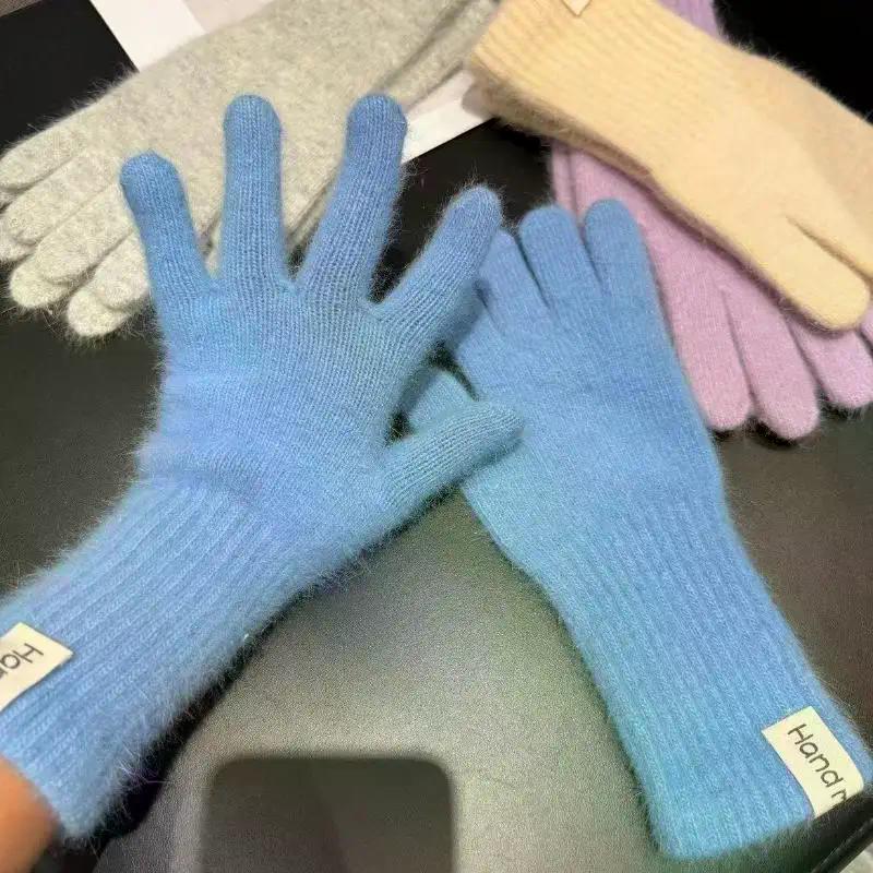 Winter Solid Color Knitted Gloves Full Fingered Stretchy Warm Gloves For Cold Weather Girls Men Women And Teens Winter Mittens