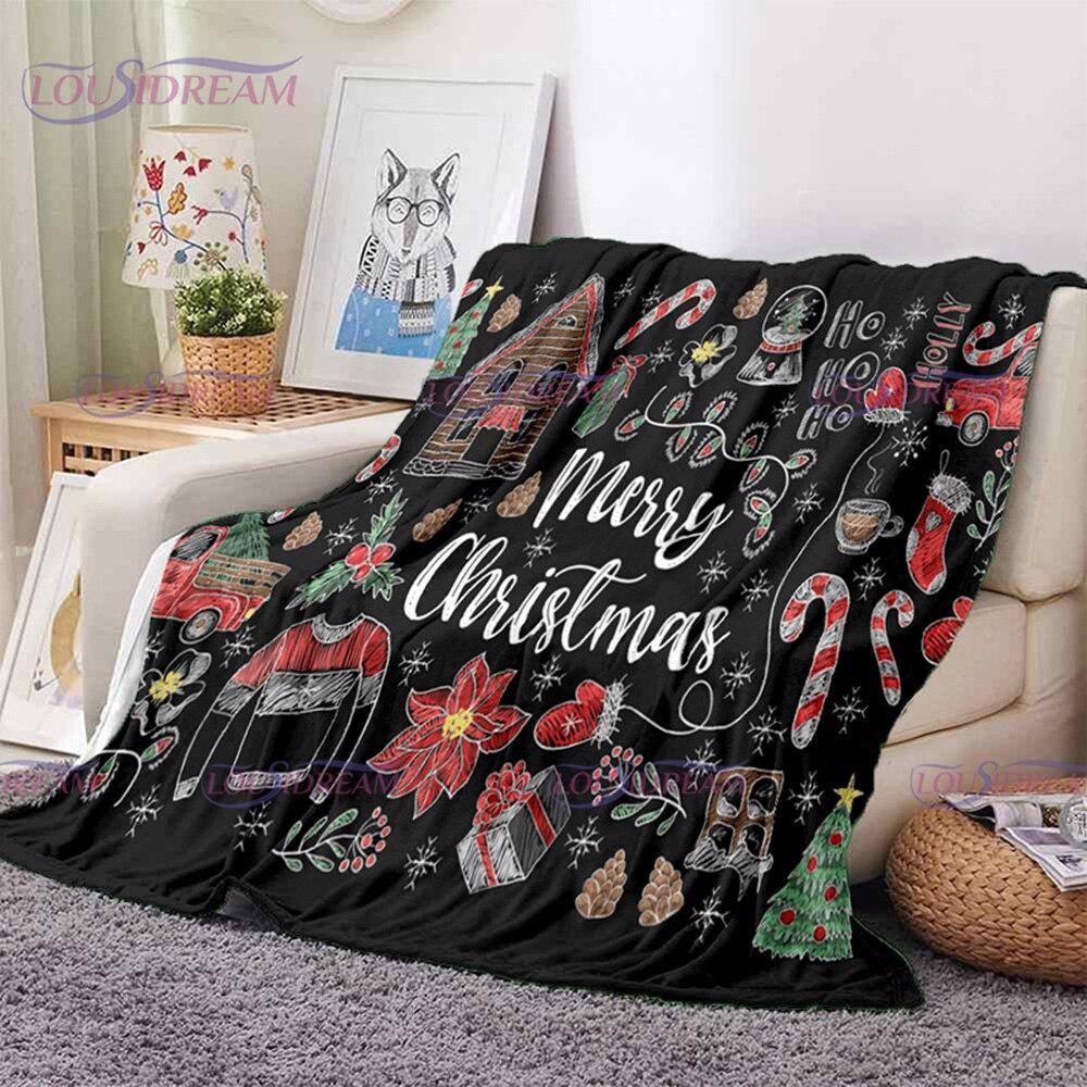 Merry Christmas Santa Claus Blanket Soft Flannel Throw Blanket for Home Bedroom Sofa Travel Office Snowflake Rest Cover Blanket