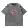 Hirsionsan Pickled T-shirt Ladies Vintage Cotton T-shirt Streetwear Soft Mineral T-shirt Girls Loose Powder