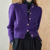 Jewelry Button Volume Sleeve Cropped Knit Cardigan Zb11qd025on