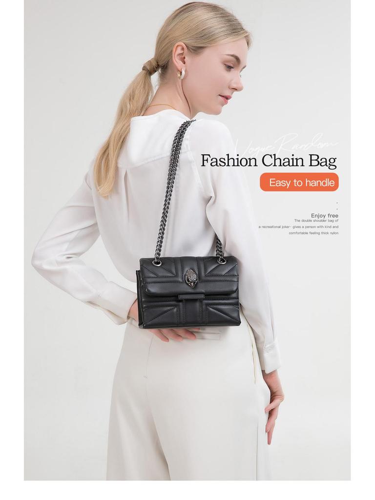 Nová dámska luxusná štvorcová crossbody taška na reťiazke s dizajnom orla od Kurt Geiger