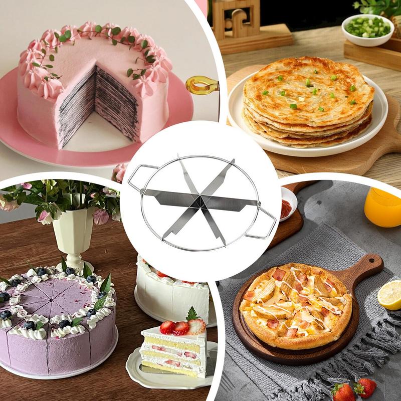 Stainless Steel Cake Cutter Slicer Pizza Pie Cutter 6/7/8 Equal Portion Marker Round Bread Divider Pastry Cheese Pizza Cutter