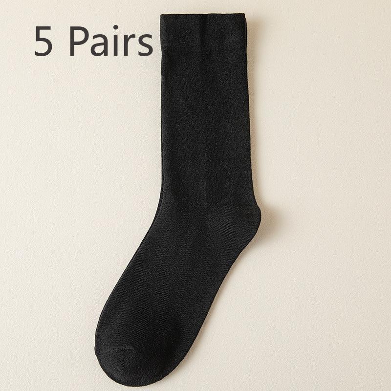 5 Pairs of Pure Cotton Boneless Anti Pilling Mid Calf Socks for Women In Autumn and Winter