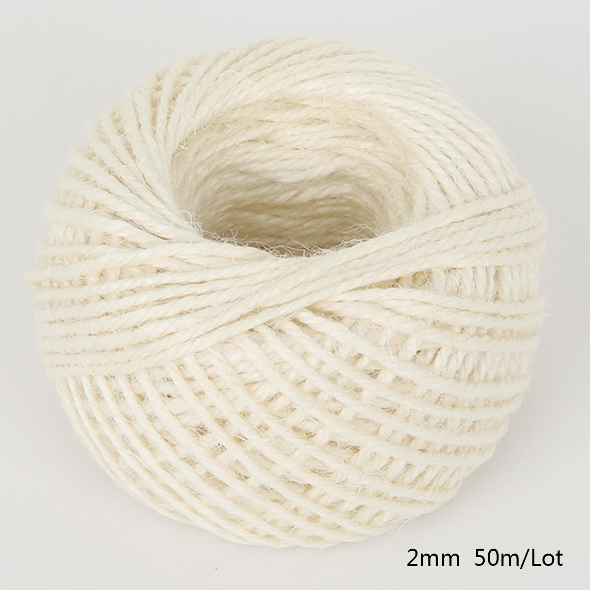 

50 метров джутовый шпагат, натуральный сизаль, 2 мм, деревенские бирки, обертка для свадебных украшений, витая веревка, шнур, товары для вечеринок слоновая кость