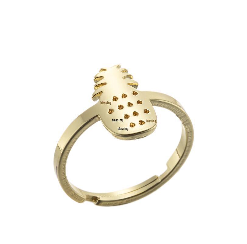 2024 Fashionable Stainless Steel Butterfly Cat Pineapple Heart Adjustable Ring