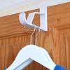 Extra Strong White Plastic Over-the-Door Hooks - Space-Saving Storage Solution for Hangers, Clothes, Towels, Robes, Hats, Bags & More
