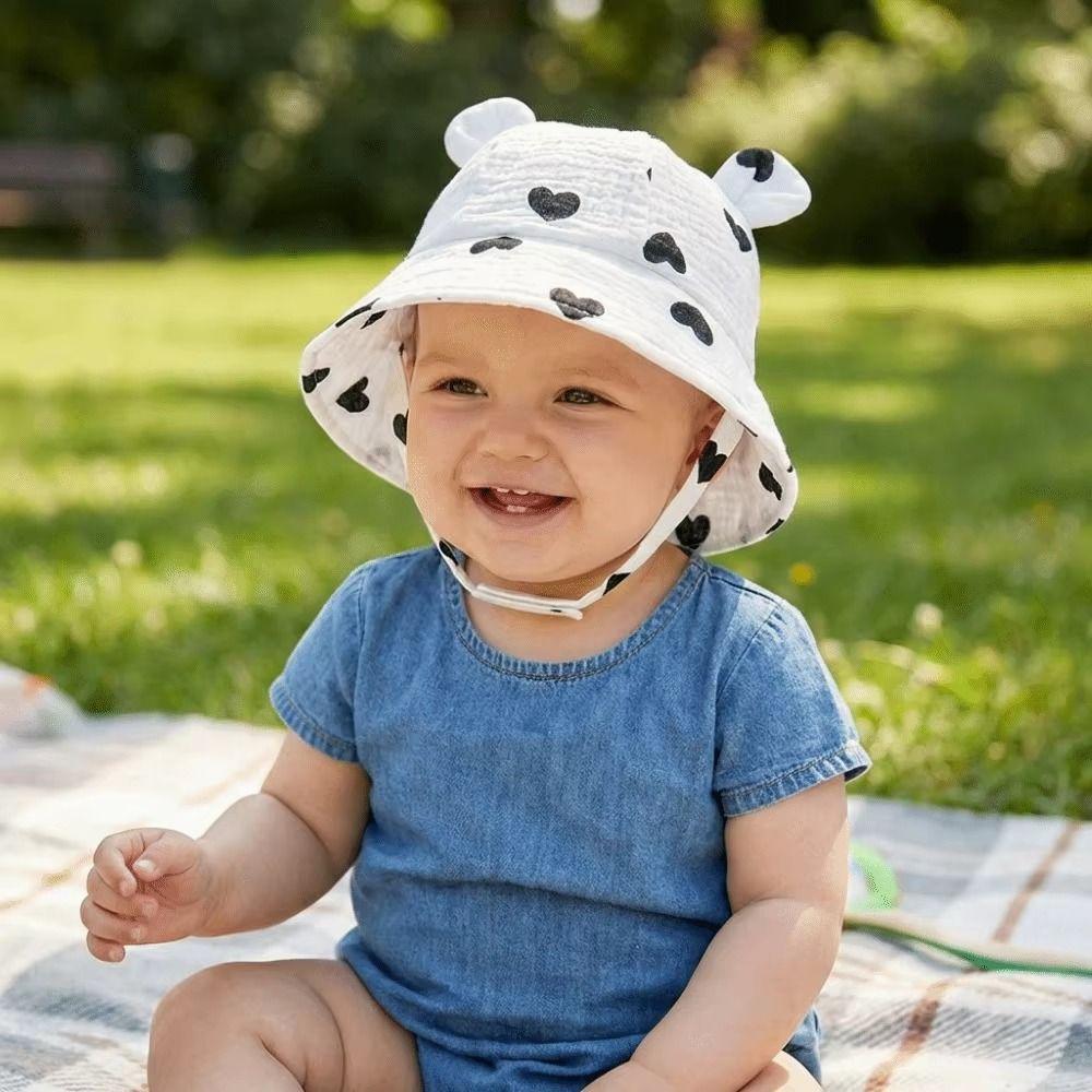 Print Design Baby Sun Hat Breathable Bucket Hat Baby Portable Kids Beach Cap  for Travel Summer