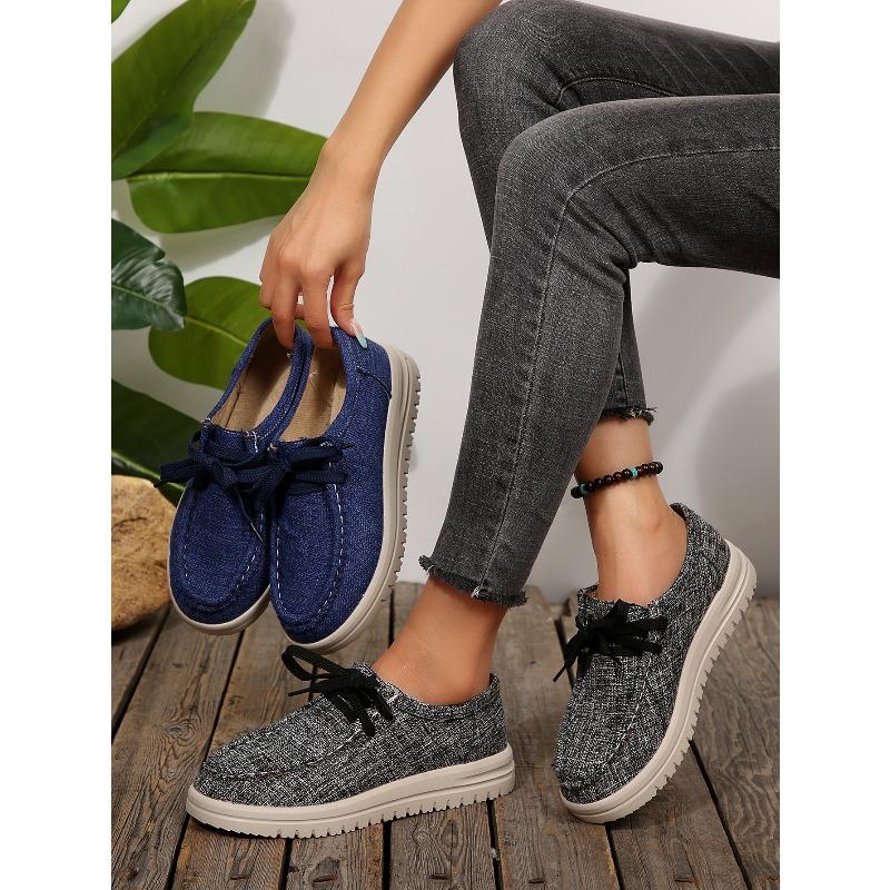 Lace-up Sneakers Women's Fall 2025 New Plus-size Platform Comfortable Canvas Shoes
