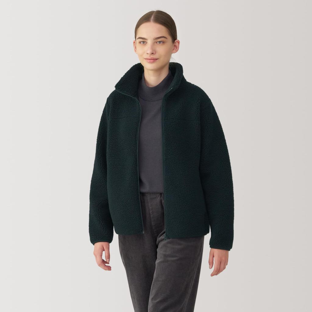 MUJI Boa Fleece Dark Size S Women's Jacket, Navy, (BB2QIA4A)