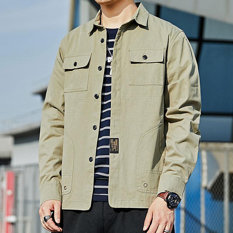 Work Shirt Ins Trendy Men's Hong Kong Style Long-sleeved Shirt Jacket Casual Korean Version Trendy and Handsome No-iron Inch Clothing Autumn
