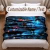 Dinosaur Theme Soft Blanket Personalized Custom Name Text Print Warm Blanket Home Sofa Bedroom Decor