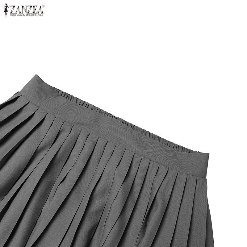 ZANZEA Lässige, elastische Taille, einfarbig, lockere, lange Röcke für Damen