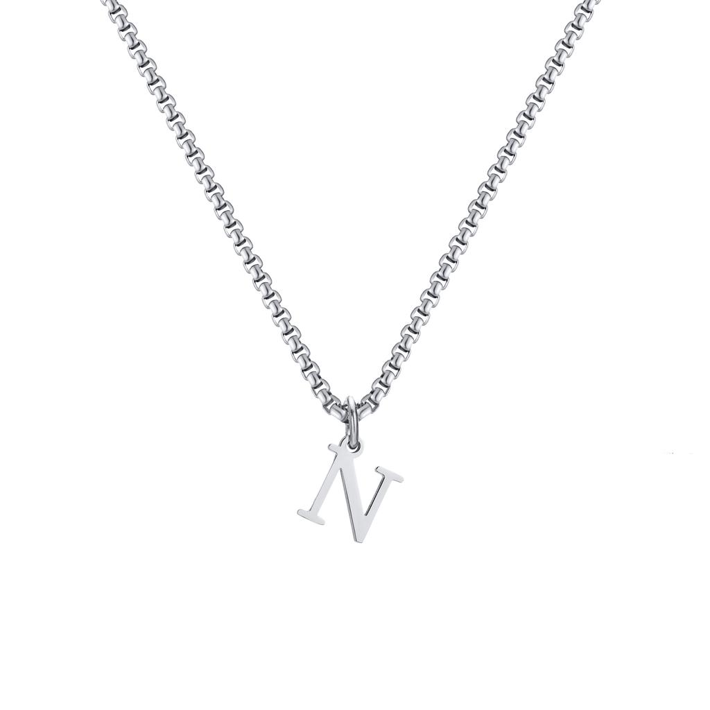 Fashion Letters A-Z Pendant Necklace for Men Women, Stainless Steel English Alphabe Chain Necklace,Fashion Punk Jewelry Men Gift