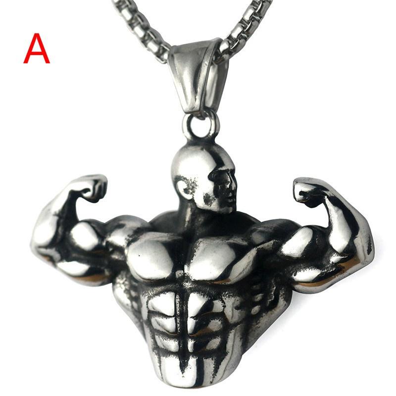 Bodybuilding Arm Muscular Men Pendant Men's Sports Fitness Necklace