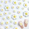 60pcs Realistic White Daisy Flowers with Yellow Centers - Flat-Bottom Floral Decorations, for DIY Crafts, Phone Cases, Nail Art