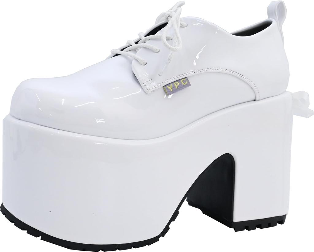 Yosuke Platform Sandals, Women's, White Enamel, Sizes 22.0cm-22.5cm, 4450055