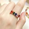 Fashion Rainbow Oval CZ Eternity Women Ring Stackable Band Accessories Daily Wedding Cocktail Fashion Lady Jewelry Gift