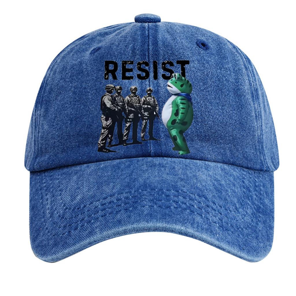 Men's Washed Cotton Baseball Cap With Printed Distressed Soft Top Denim Hat, Vintage Hat