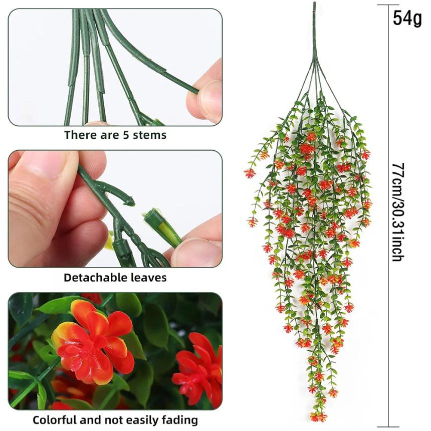 77CM Artificial Hanging Flower False Rattan Willow Rattan Flower Artificial Hanging planta for Home Garden Wall Decoration