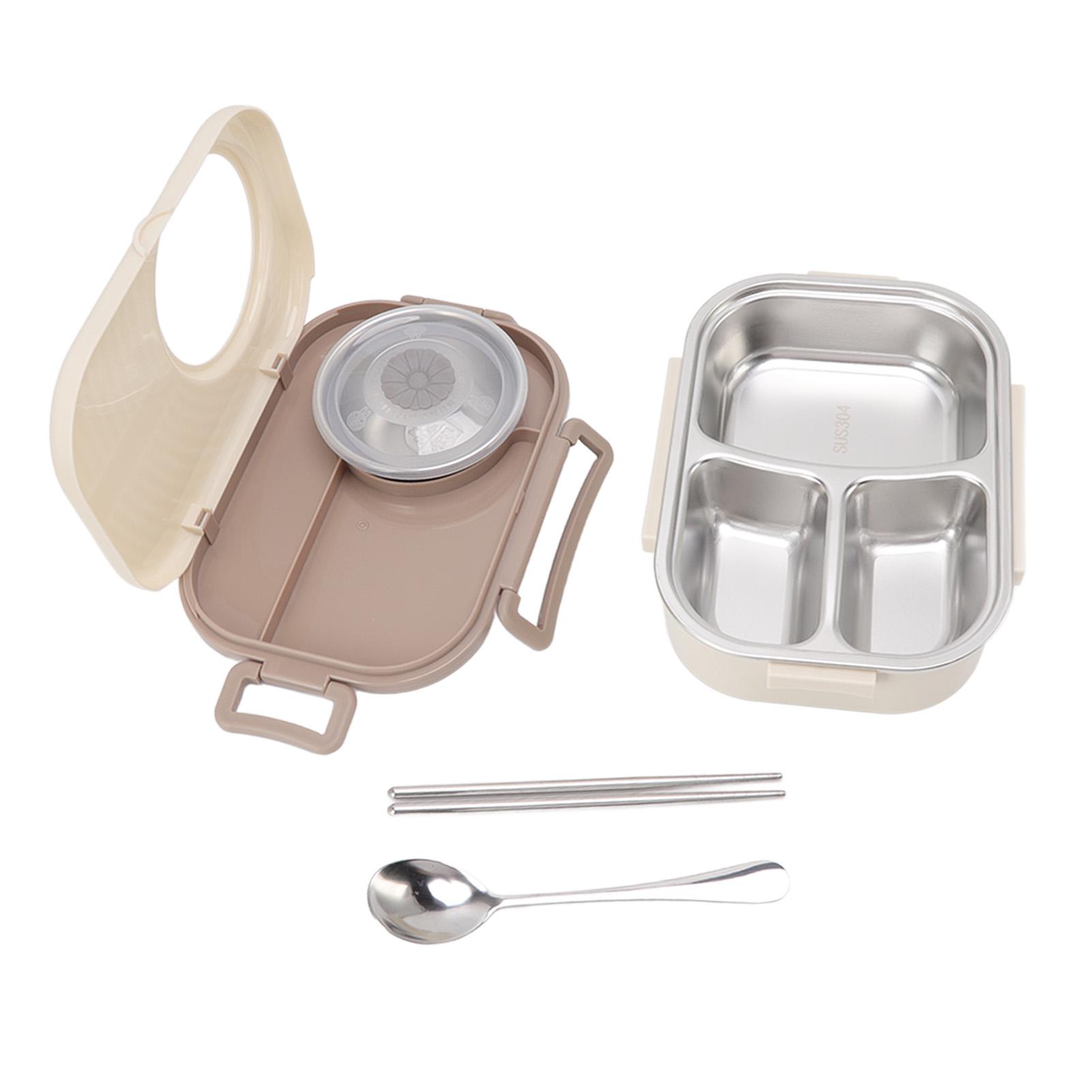 

1450ml Bento Lunch Box Stainless Steel Compartment Thermal Bento Box Double Layer Bento Containers for Students Beige L бежевий