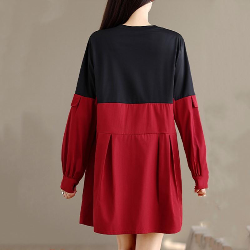 Long sleeve plus size vintage new in dresses for women casual loose Mini short spring autumn dress