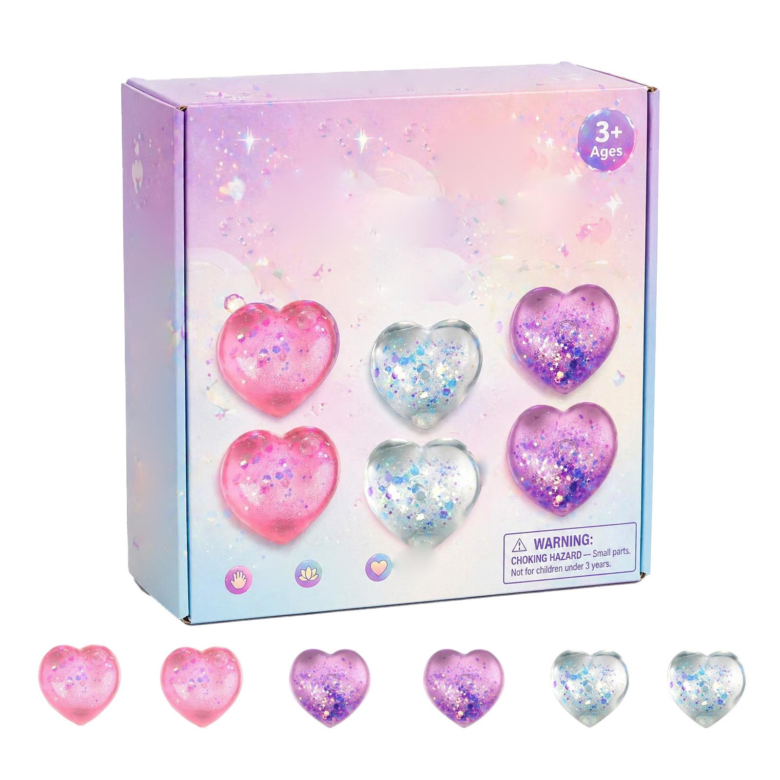 

Squishy Slow Rising Stress Relief Toy Set Pack of Four Durable Soft Squeeze Toys for Anxiety and Sensory Play with Glitter Filled Design One Size