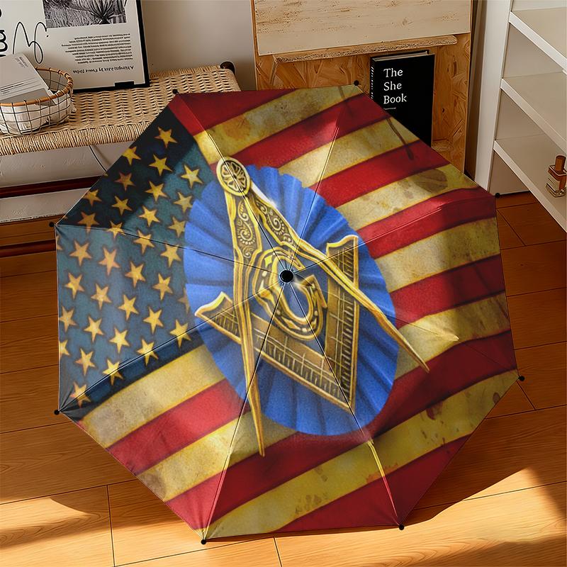 1pc Illuminati All-Seeing Eye Umbrella Portable Folding Umbrella Iron Frame Hole Bone Structure Outdoor Home Umbrella