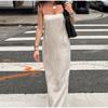 Elegant Cotton Lined Slip Dress Women Solid Color Tube Sleeveless Long Dresses Female 2025 Spring Summer Fashion Lady Beach Dress