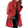 Damenmode Herbst Winter Mehrfarbig Rundhals Locker Kapuzenwollmantel Colorblock Kante WCoat