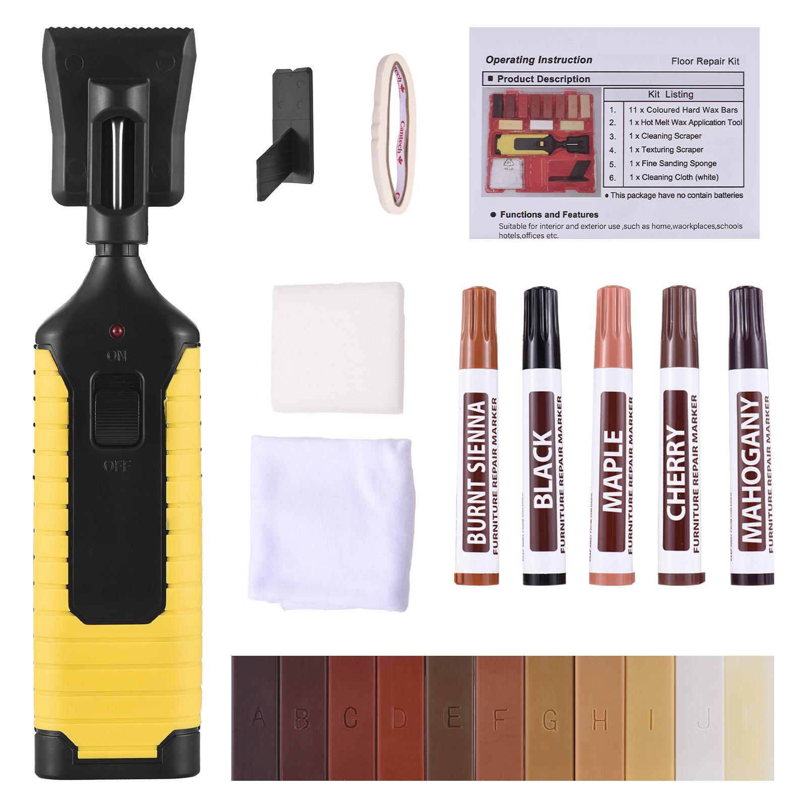Kit de réparation de rayures sur carrelage Peinture pour meubles en carrelage Kit de réparation murale avec stylo chauffant 11 Couleurs Cire dure 5 Couleurs Marqueur de retouche Réparation de rayures Re
