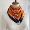 Magnetic buckle triangular small square scarf silk scarf women's spring and autumn summer shirt neck protection scarf thin scarf 71x71